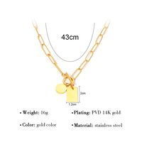 Personality Fashion Thick Chain Square Round Stainless Steel Necklace main image 7