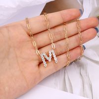 Elegant Streetwear Letter Copper Plating Inlay Zircon 14k Gold Plated Pendant Necklace main image 6