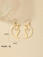 1 Pair Retro Funny Human Face Plating Alloy Gold Plated Drop Earrings main image 11