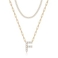 Elegant Streetwear Letter Copper Plating Inlay Zircon 14k Gold Plated Pendant Necklace sku image 6