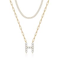 Elegant Streetwear Letter Copper Plating Inlay Zircon 14k Gold Plated Pendant Necklace sku image 8