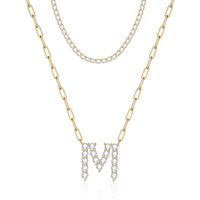 Elegant Streetwear Letter Copper Plating Inlay Zircon 14k Gold Plated Pendant Necklace sku image 13