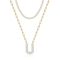 Elegant Streetwear Letter Copper Plating Inlay Zircon 14k Gold Plated Pendant Necklace sku image 21