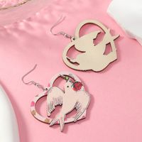 1 Pair Cute Romantic Moon Heart Shape Key Wood No Inlaid Ear Hook main image 3