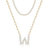 Elegant Streetwear Letter Copper Plating Inlay Zircon 14k Gold Plated Pendant Necklace sku image 23