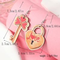 1 Pair Cute Romantic Moon Heart Shape Key Wood No Inlaid Ear Hook main image 7