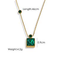 304 Stainless Steel 14K Gold Plated Simple Style Inlay Square Zircon Pendant Necklace main image 2
