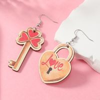 1 Pair Cute Romantic Moon Heart Shape Key Wood No Inlaid Ear Hook sku image 3