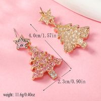 1 Pair Cute Christmas Tree Gingerbread Star Plating Hollow Out Inlay Arylic Alloy Rhinestones Gold Plated Drop Earrings main image 2
