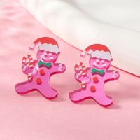 1 Pair Cute Christmas Tree Gingerbread Star Plating Hollow Out Inlay Arylic Alloy Rhinestones Gold Plated Drop Earrings sku image 1