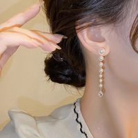 1 Paire Glamour Rétro Géométrique Perle Artificielle Plaqué Or Plaqué Argent Boucles D'oreilles main image 4