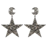 1 Pair Glam Lady Shiny Star Moon Plating Inlay Zinc Alloy Rhinestones Dangling Earrings main image 5