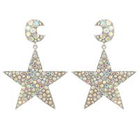 1 Pair Glam Lady Shiny Star Moon Plating Inlay Zinc Alloy Rhinestones Dangling Earrings main image 6