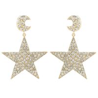 1 Pair Glam Lady Shiny Star Moon Plating Inlay Zinc Alloy Rhinestones Dangling Earrings main image 7