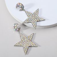 1 Pair Glam Lady Shiny Star Moon Plating Inlay Zinc Alloy Rhinestones Dangling Earrings main image 1