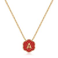 Vintage Style Round Dots Letter Flower Copper 14k Gold Plated Pendant Necklace In Bulk sku image 1