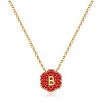 Vintage Style Round Dots Letter Flower Copper 14k Gold Plated Pendant Necklace In Bulk sku image 2