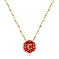Vintage Style Round Dots Letter Flower Copper 14k Gold Plated Pendant Necklace In Bulk sku image 3