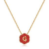 Vintage Style Round Dots Letter Flower Copper 14k Gold Plated Pendant Necklace In Bulk sku image 7