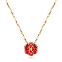 Vintage Style Round Dots Letter Flower Copper 14k Gold Plated Pendant Necklace In Bulk sku image 11