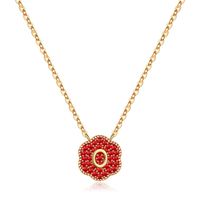 Vintage Style Round Dots Letter Flower Copper 14k Gold Plated Pendant Necklace In Bulk sku image 15