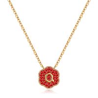 Vintage Style Round Dots Letter Flower Copper 14k Gold Plated Pendant Necklace In Bulk sku image 17
