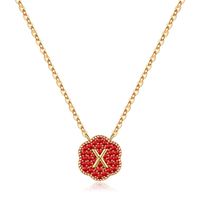 Vintage Style Round Dots Letter Flower Copper 14k Gold Plated Pendant Necklace In Bulk sku image 24
