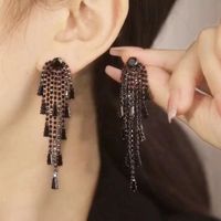 1 Pair Retro Exaggerated Rock Chain Plating Alloy Rhinestone Gold Plated Silver Plated Drop Earrings main image 2