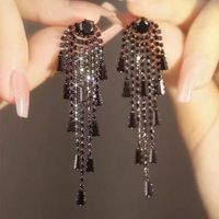 1 Pair Retro Exaggerated Rock Chain Plating Alloy Rhinestone Gold Plated Silver Plated Drop Earrings main image 1