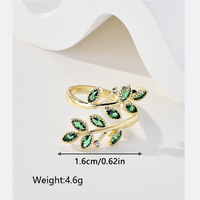 Elegant Lady Simple Style Leaves Copper 18k Gold Plated Zircon Rings In Bulk main image 8