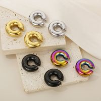 1 Pair Simple Style Solid Color Plating Stainless Steel 18K Gold Plated Ear Cuffs main image 7