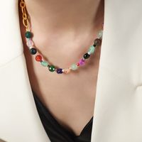 Wholesale Casual Bohemian Simple Style Geometric Agate Titanium Steel Plating 18k Gold Plated Necklace main image 1
