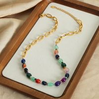 Wholesale Casual Bohemian Simple Style Geometric Agate Titanium Steel Plating 18k Gold Plated Necklace main image 5