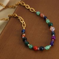 Wholesale Casual Bohemian Simple Style Geometric Agate Titanium Steel Plating 18k Gold Plated Necklace main image 4