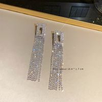 1 Pair Elegant Triangle Snake Plating Inlay Alloy Copper Alloy Artificial Rhinestones 18k Gold Plated White Gold Plated Drop Earrings sku image 11