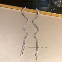 1 Pair Elegant Triangle Snake Plating Inlay Alloy Copper Alloy Artificial Rhinestones 18k Gold Plated White Gold Plated Drop Earrings sku image 5