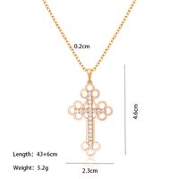 Xuping Simple Style Cross Alloy Copper Alloy Plating Hollow Out Inlay Zircon 18k Gold Plated Women's Pendant Necklace sku image 1