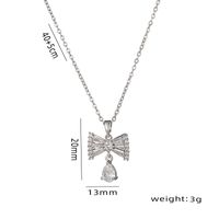 Wholesale Elegant Streetwear Bow Knot Stainless Steel Plating Inlay 18k Gold Plated Zircon Pendant Necklace sku image 2