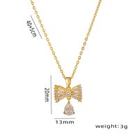 Wholesale Elegant Streetwear Bow Knot Stainless Steel Plating Inlay 18k Gold Plated Zircon Pendant Necklace sku image 1