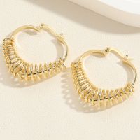 1 Pair Vintage Style Round Heart Shape Rhombus Plating Brass 14k Gold Plated White Gold Plated Hoop Earrings main image 3