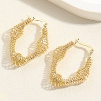 1 Pair Vintage Style Round Heart Shape Rhombus Plating Brass 14k Gold Plated White Gold Plated Hoop Earrings main image 10