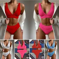 Women's Split Solid Color Lace-up Backless Sexy Push Up Bikini Best Seller In Europe And America Women's Triangle Swimsuit Swimsuit main image 1