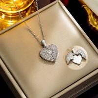 Wholesale Ig Style Classic Style Heart Shape Stainless Steel Plating Inlay 18k Gold Plated Zircon Pendant Necklace main image 4