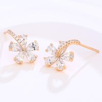 1 Pair Xuping Sweet Flower Plating Inlay Alloy Artificial Gemstones 18k Gold Plated Ear Studs main image 4