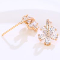 1 Pair Xuping Sweet Flower Plating Inlay Alloy Artificial Gemstones 18k Gold Plated Ear Studs main image 5