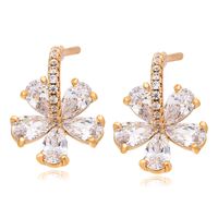1 Pair Xuping Sweet Flower Plating Inlay Alloy Artificial Gemstones 18k Gold Plated Ear Studs main image 1