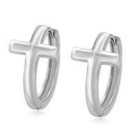 1 Pair Xuping Simple Style Cross Plating Alloy White Gold Plated Earrings sku image 1