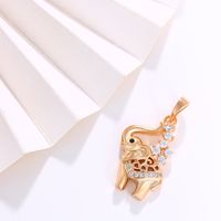 Vintage Style Elephant Copper Alloy Plating Inlay Artificial Gemstones 18k Gold Plated Women's Pendant Necklace main image 3