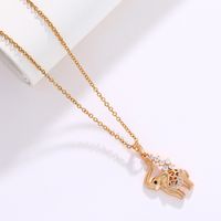 Vintage Style Elephant Copper Alloy Plating Inlay Artificial Gemstones 18k Gold Plated Women's Pendant Necklace main image 4