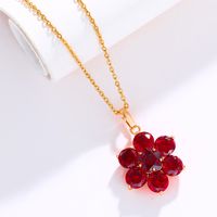 Vintage Style Xuping Flower 18k Gold Plated Artificial Gemstones Copper Alloy Wholesale Pendant Necklace main image 5